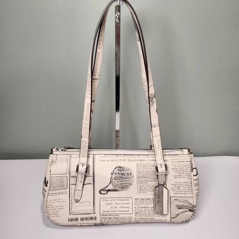 NWT Coach CDC11 Asher Shoulder Bag With Newspaper Print V2